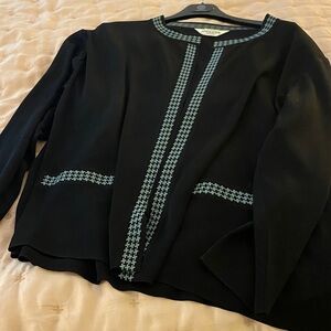 Misook Black Blazer with Teal Accents